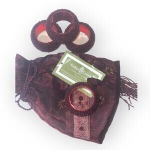 Cedar Creek Gorgeous maroon beaded napkin rings set of 4 NIP